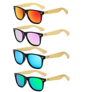 Custom Logo UV400 Men Women Recycled Wooden Material Sun Glasses Bamboo Sunglasses