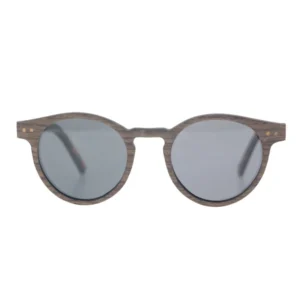 Custom Logo Unisex Polarized Glasses Vintage Wood Round Shape Sunglasses