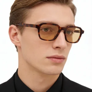 Custom Logo Unisex Square UV400 Luxury Polarized Light Weight Anti Radiation Acetate Sunglasses