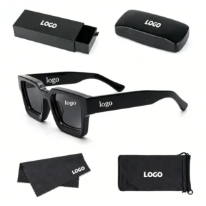 Custom Logo Vintage Retro Sunglasses for Men Women Square Orange Rectangle Frame