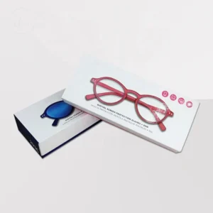 Custom Luxury Sunglass Mailer Boxes with Art Paper Embossing Sponge Lining Top & Base Closure White Shipping Packaging