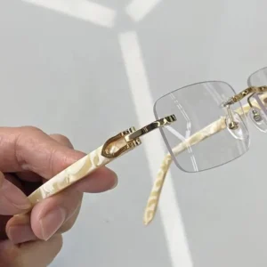 Custom Men Ivory Color Buffalo Horn Shape Fashion Small Square Sun Shades Glasses Trendy Rimless Sunglasses Women