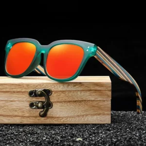 Custom Men Natural Handmade Square Polarized Wood Sunglasses Colorful Wooden Legs Sun Glasses for Women