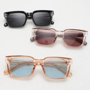 Custom Metal Logo Retro Classic Square Wire Core Temples Frame Uv400 Sunglasses Luxury Brand Shades Polarized Sunglasses