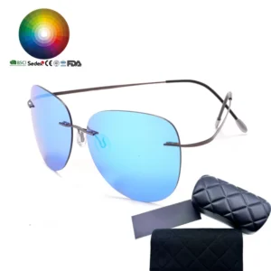 Custom Model 3070 Men Pilot Sunglasses Metal Frameless Polarized Driver Driving Night Vision Factory OEM ODM Mirror
