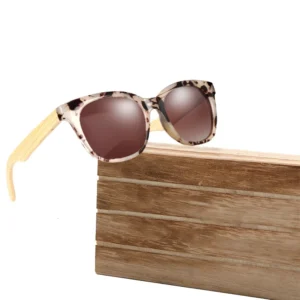 Custom OEM 100% UV400 Wood Sunglasses Round PC Frame Polarized Bamboo Wooden Sun Glasses for Women Men
