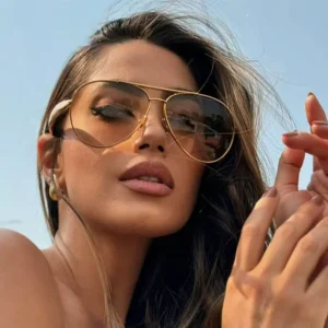 Custom Own Logo Steampunk Champagne Color Metal Double Bridge Shades Oval Frames Beach Accessories Driving Outdoor Sunglasses