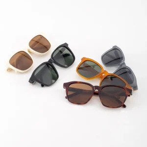 Custom Polarized Fashion Metal Temples Acetate Frame Classic Shades Oversized Vintage Ladies Men Square Sunglasses