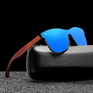 Custom Polarized Square Wood Sunglasses Colorful Mirror Lens Natural Wooden Sunglasses Men