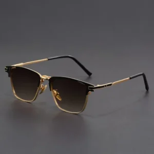 Custom Private Label Black Gold Luxury Square Metal Frame Fashion Women Men Sunglasses