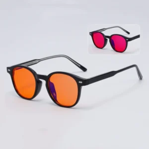 Custom Red Orange Lenses Anti blue Light Glasses Retro Classic Unisex Tr90 +cp Round Frame Anti radiation Glasses Sleep