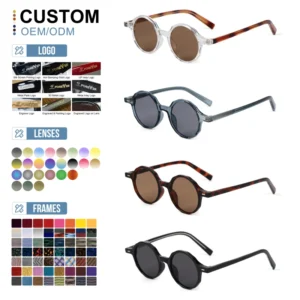 Custom Shades Sun Glasses Round Frame TR90 Frame with CP Temple Unisex Round Fashion Sunglasses for Men Women