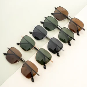 Custom Stylish Polygonal Metal Polarized Sunglasses with UV Protection and Comfortable Fit for Unisex Driving & Outdoor Use