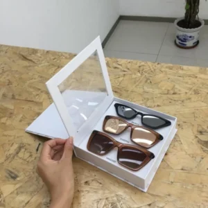 Custom Sunglasses Packaging Boxes Custom Logo Hard Case Paper Sunglasses Box With Clear Window