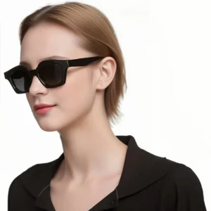 Custom Women’s Black Polygon Sunglasses Retro Unisex