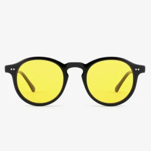 Customizable Night Vision Lenses Men’s Women’s Retro Acetate Sunglasses with TAC 400 UV Yellow Lens