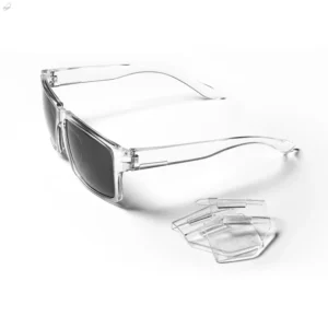 Customized Black Fashion Sunglasses For Unisex Polarized UV400 Protection With Removable Side Shield Custom Logo On Lens