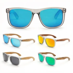 Customized Brand Mark Polarized Real Wood Temple Sunglasses Gentle on the Skin for Fashion Statement