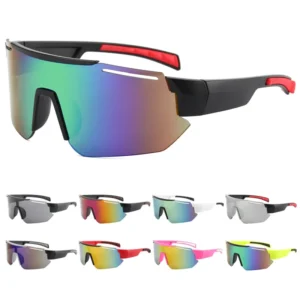 Customized Fashion UV 400 Sunglasses Oversize Lens Bike Eyewear for Men Women White PC Frame Sport Cycling Sun Ride Glasses