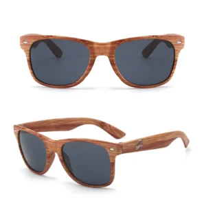 Customized Logo Bamboo Wood Sunglasses with Wood Grain UV400 Protection Oval Frame for Outdoor Use