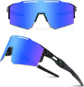 Customized PC cycling sunglasses with polarized coated UV400 lenses suitable for road and mountain cycling