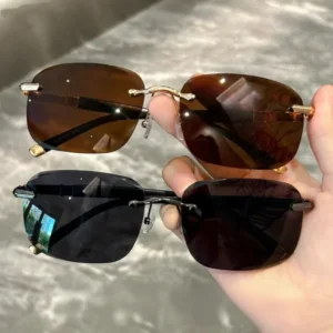 Cut Edge Rimless UV400 PC Frame Fashion Sunglasses for Unisex Outdoor Driving & Sunshade Protection