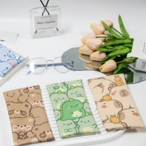 Cute Cartoon Animal Printed Soft Eyeglass Pouch for Kids and Adults Portable PU Leather Sunglasses Bag