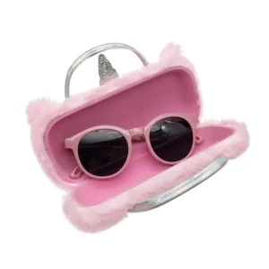 Cute Cartoon Hard Shell Eyeglasses Cases Protective Case Pink Storage Box With Handle for Girl Teen