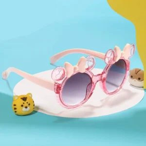 Cute Funny UV400 Sunglasses for Kids Custom Bowknot Kitten Shade Glasses Lightweight PC Frame for Boys