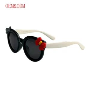 Cute Kids Sunglasses UV400 Baby Sun Glasses with Fashionable Bow Customizable Logo Black TPEE Frames for Girls Boys