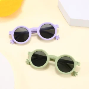 Cute Round TPEE Flexible Kids Sunglasses Lightweight Comfortable Anti Radiation Lenses UV400 Protection