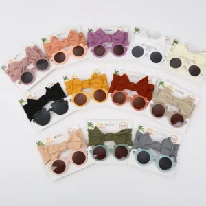 Cute Style Sunglasses Children’s Sun Lens Set Baby Cartoon Toy Sunshade Glasses Baby Nylon Headband with Sunglasses