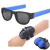 DAKE Anti Slip Blue Silicone PC UV400 Polarized Folding Wrist Bracelet Sunglasses for Men