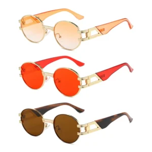 DL GLASSES New Arrival Personalized Frame Unisex Fashion Hollow Oval Sunglasses UV400 Protection Purple Red