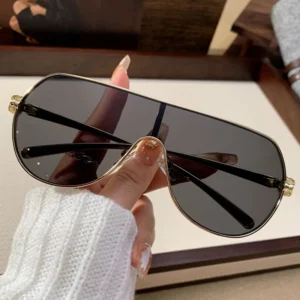 DL Glasses Conjoined Large Frame Driving Sun Protection Metal Retro Sunglasses