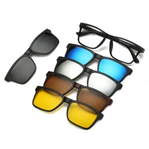 DLC2202 PC Driving Magnetic 5 Lenses Clip on Glasses Set Polarized Sunglasses