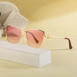 DOISYER Unisex Gold Rimless for Sunglasses UV400 Protection Luxury Fashion Large Frame