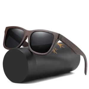 Dark Color Bamboo Sunglasses Men Polarized Sustainable Wood Oculos De Sol Masculino