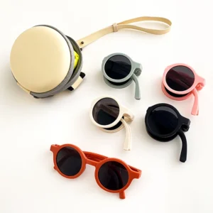 Dazgirl Cute Children Foldable Punk Style Round Unisex Sunglasses with PC Lenses and UV400 Protection