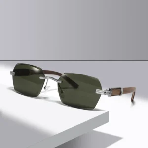 Designer Brand Metal Hinge Sunglasses Unisex Wooden Temples UV400 Fashion Style Men Sunglasses