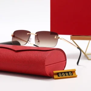 Designer Custom Logo Classic Rimless Square Car Sunglasses Women Men Italy Inspired Retro Luxury Sun Glasses Comes with a Box