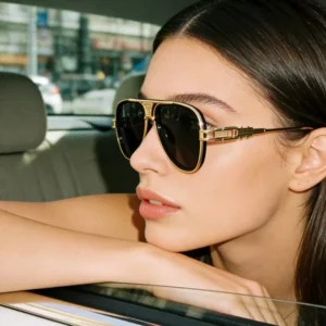 Designer Double Bridges UV400 Sunglasses Big Metal Frame Men Women’s Aviation Pilot Shape Driving Sun Glasses