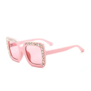 Designer Kids Sunglasses Girls Rhinestone UV Protection Pink Black Children Square Sunglasses Summer Accessories