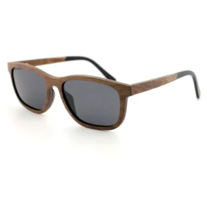 Designer Layered Walnut Wood Frame Sunglasses with Safety Polarized Lenses Spring Metal Hinges