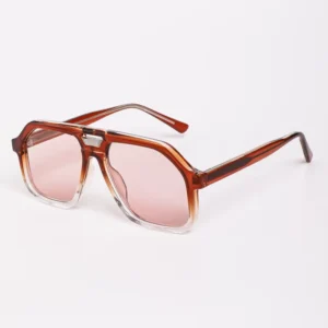 Designer Oversized Sunglasses Thick Black Frame Metal Bridge Orange Lenses OEM Custom Sunglasses 3410