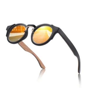 Designer Retro Colour Film Wooden Sunglasses Luxury Brand Punk Fashion Sunglasses for Men Women with Plastic Frame Tac Lenses