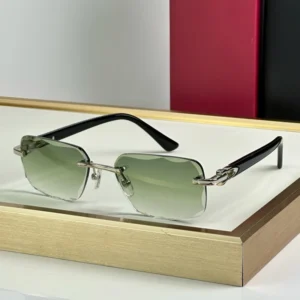Designer Retro Luxury Sunglasses UV400 Titanium Frame Eyeglasses for Women and Men Rimless Diamond Cutting Design