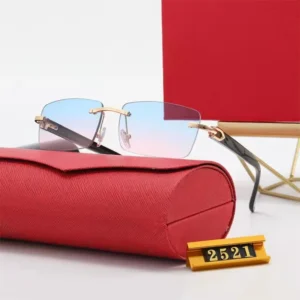 Designer Rimless Sunglasses Women Men Luxury Buffalo Horn Sun Glasses