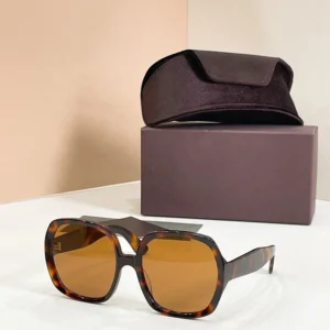 Designer Style Outdoor Driving Sunglasses UV400 Gradient Brown Lenses Fashionable Square Acetate Fiber Frame Sunglasses