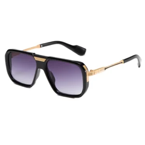 Designer Sunglasses for Men Women UV400 Comfortable Double Beam Hollow Square Frame Metal Temples Outdoor Sunshade Eye